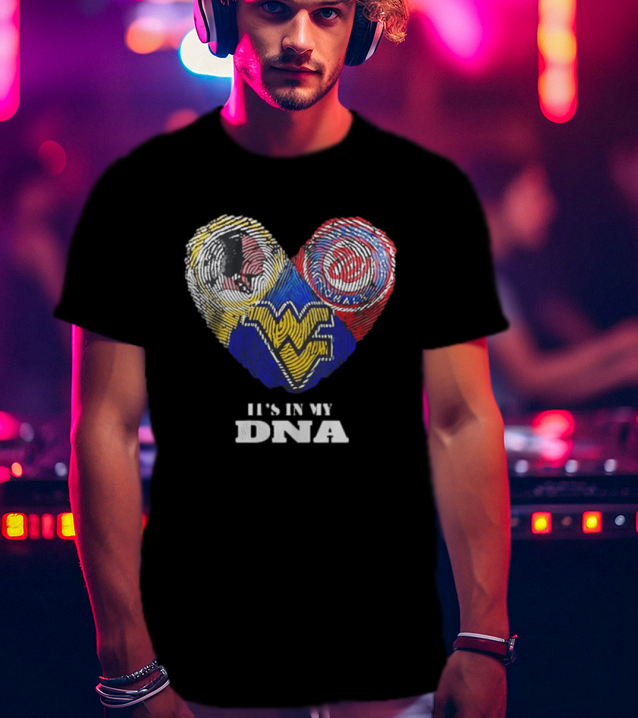 It Is In My DNA West Virginia Mountaineers Washington Commanders Logos Fingerprint T-Shirt