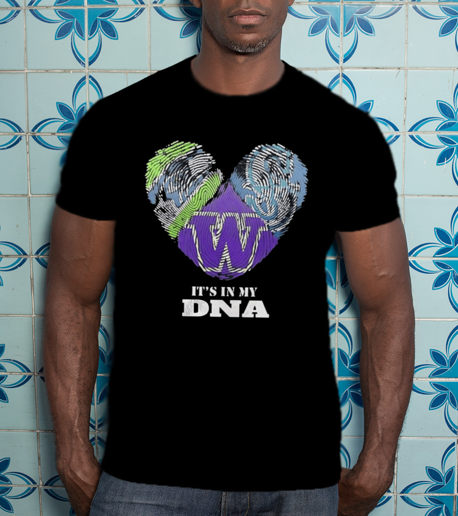 Washington Huskies It's In My DNA Fingerprint Heart T-Shirt