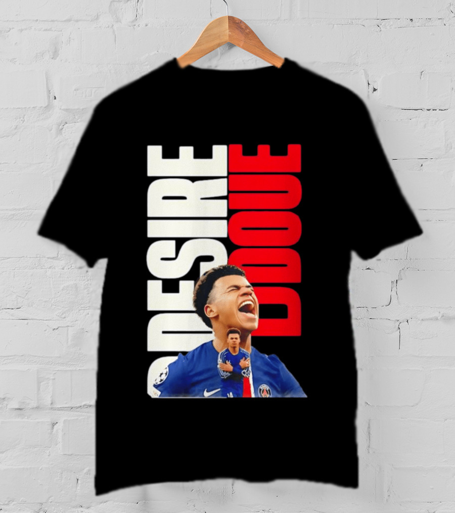 Désiré Doué Celebrating PSG Paris Saint Germain Player T-Shirt