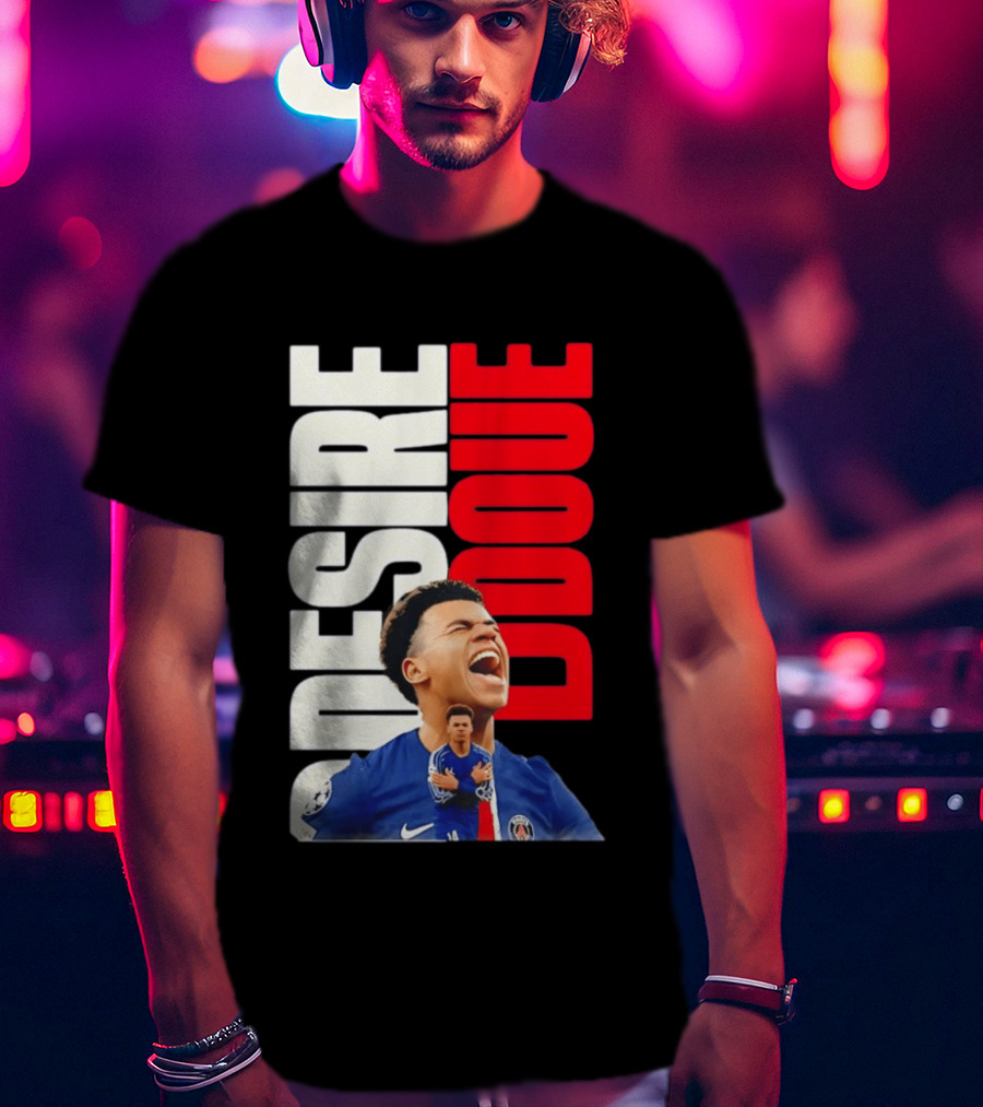 Désiré Doué Celebrating PSG Paris Saint Germain Player T-Shirt