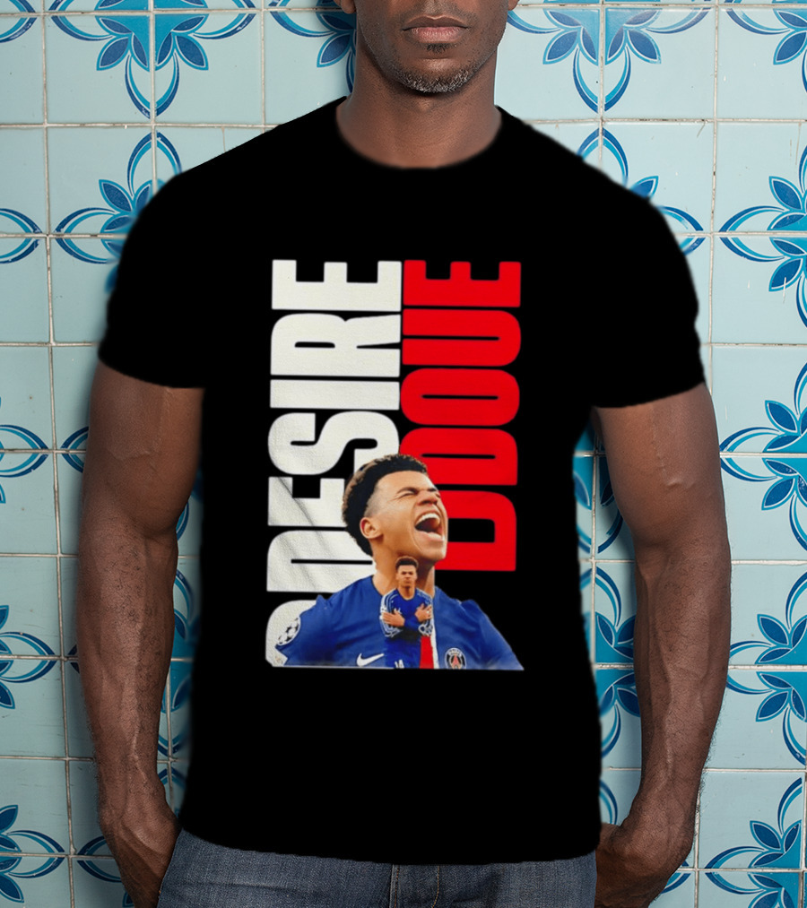 Désiré Doué Celebrating PSG Paris Saint Germain Player T-Shirt