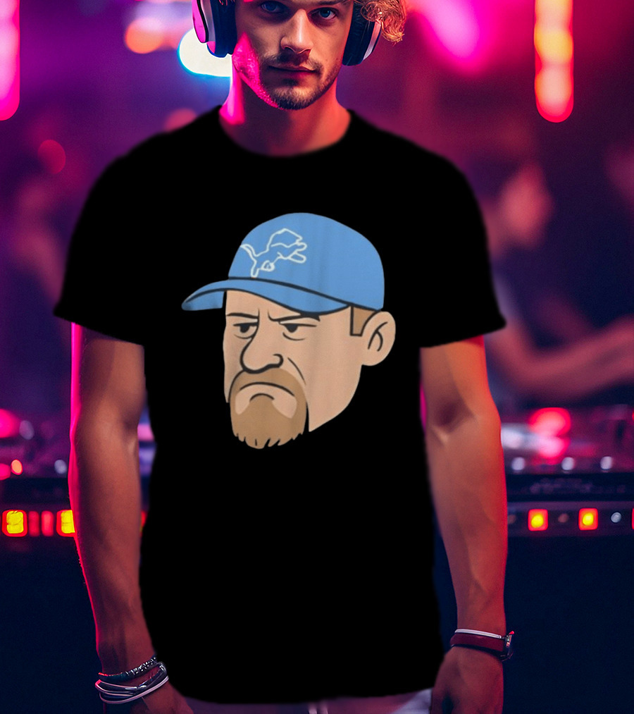 Detroit Lions Grumpy Man With Hat Football Team Fan T-Shirt