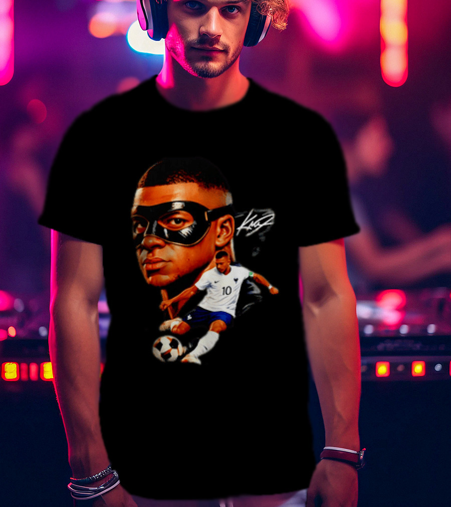 France Kylian Mbappe 10 Soccer Star Masked Player T-Shirt