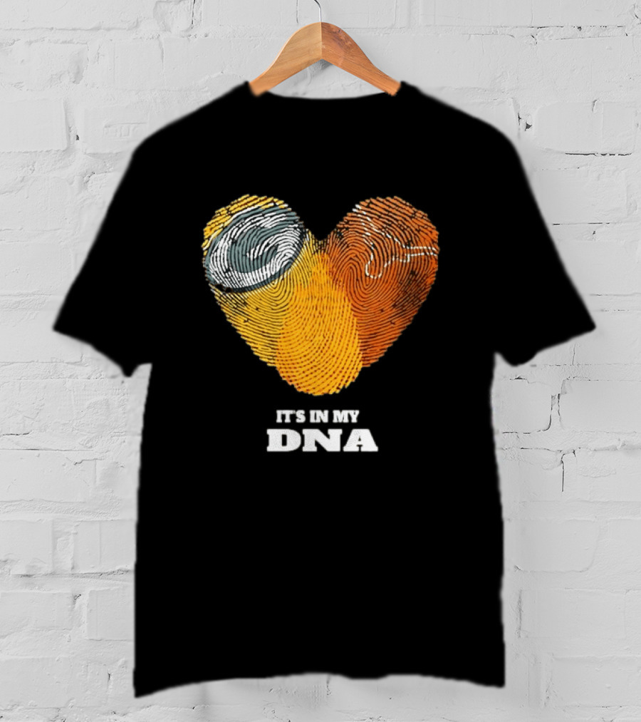 Green Bay Packers Texas Longhorns Heart Shape Fingerprints It's In My DNA T-Shirt