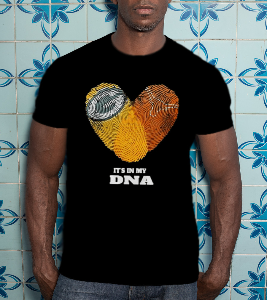 Green Bay Packers Texas Longhorns Heart Shape Fingerprints It's In My DNA T-Shirt