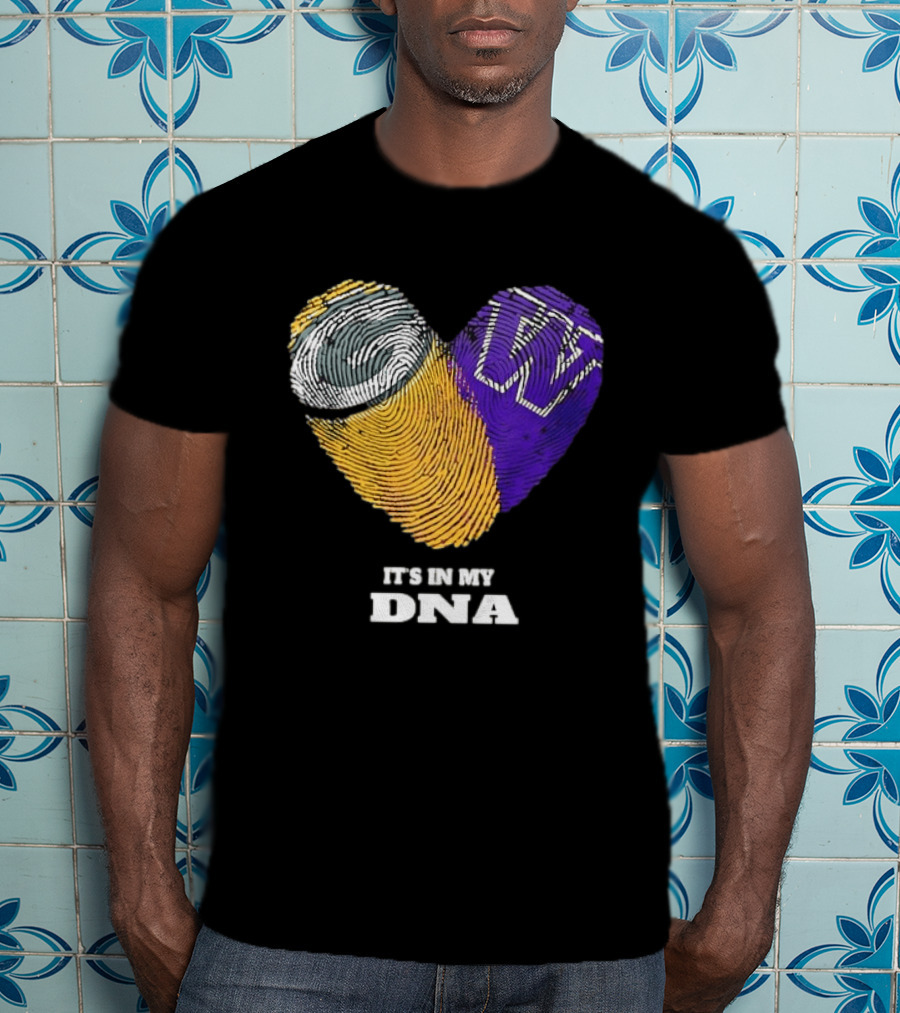 Green Bay Packers Washington Huskies Fingerprint Heart It's In My DNA T-Shirt