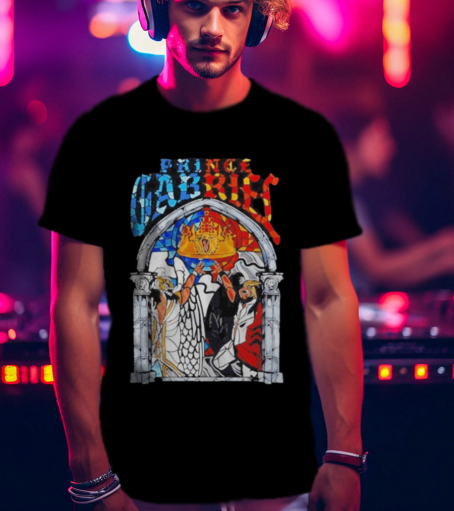 Prince Gabriel Stained Glass Window Kings Crown Angels T-Shirt
