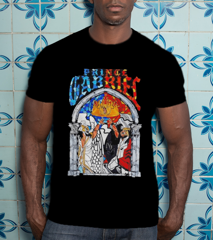 Prince Gabriel Stained Glass Window Kings Crown Angels T-Shirt