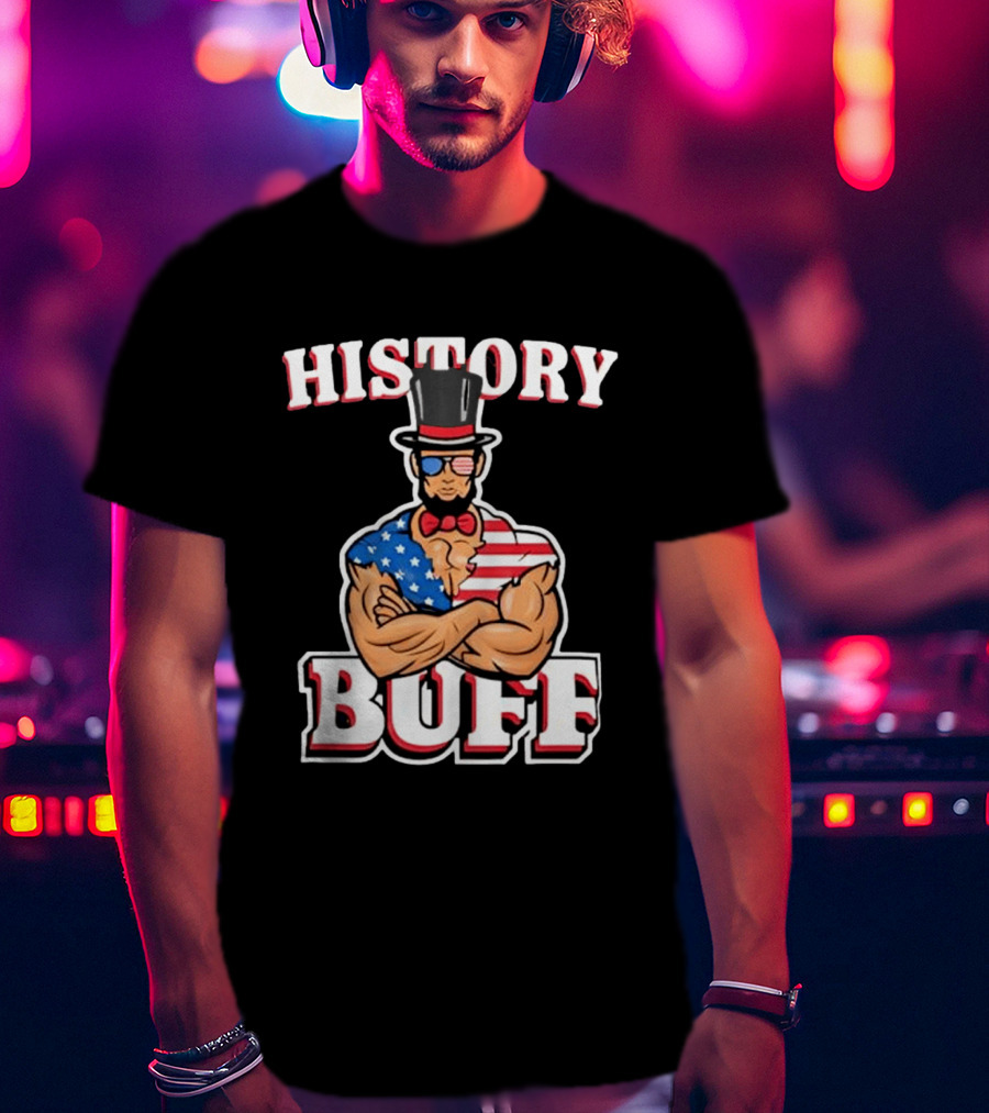 History Buff Abraham Lincoln Gym Bro American Flag Muscle T-Shirt