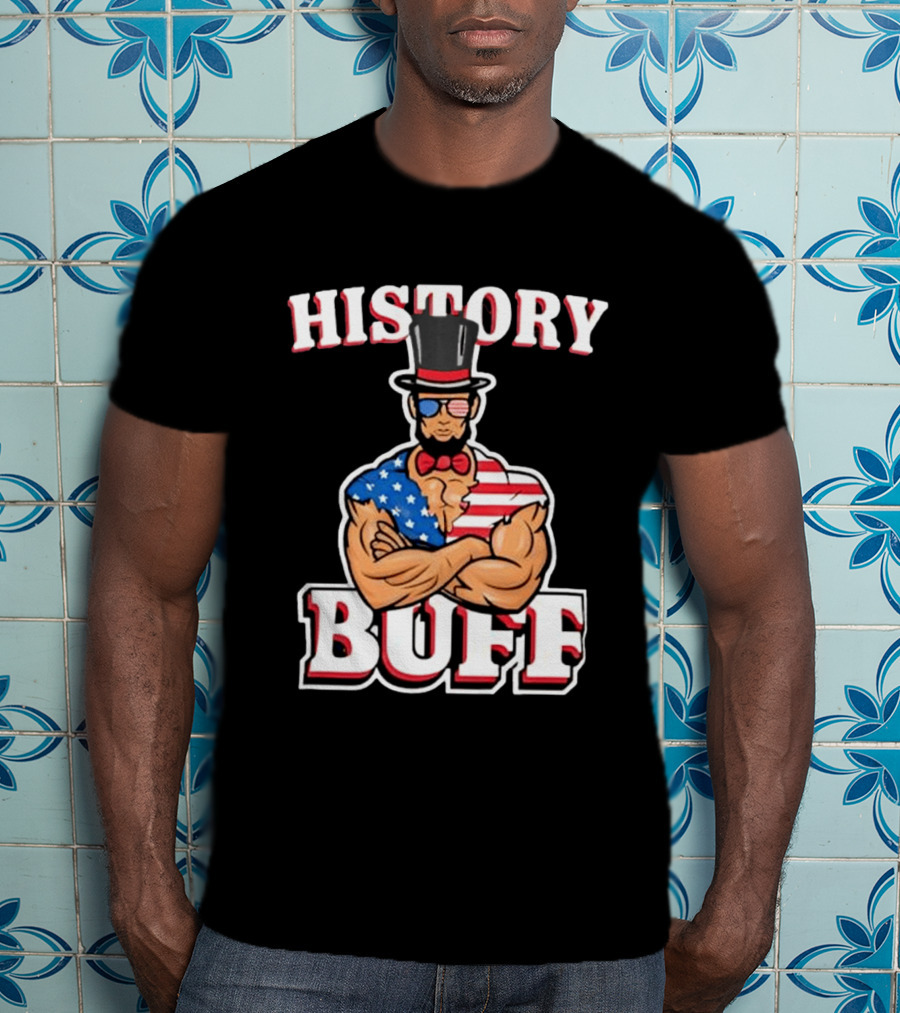 History Buff Abraham Lincoln Gym Bro American Flag Muscle T-Shirt