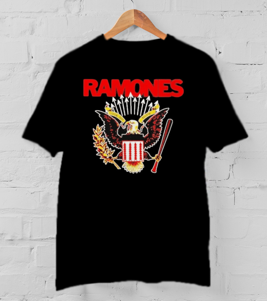 Ramones Look Out Below Punk Rock Eagle Crest T-Shirt