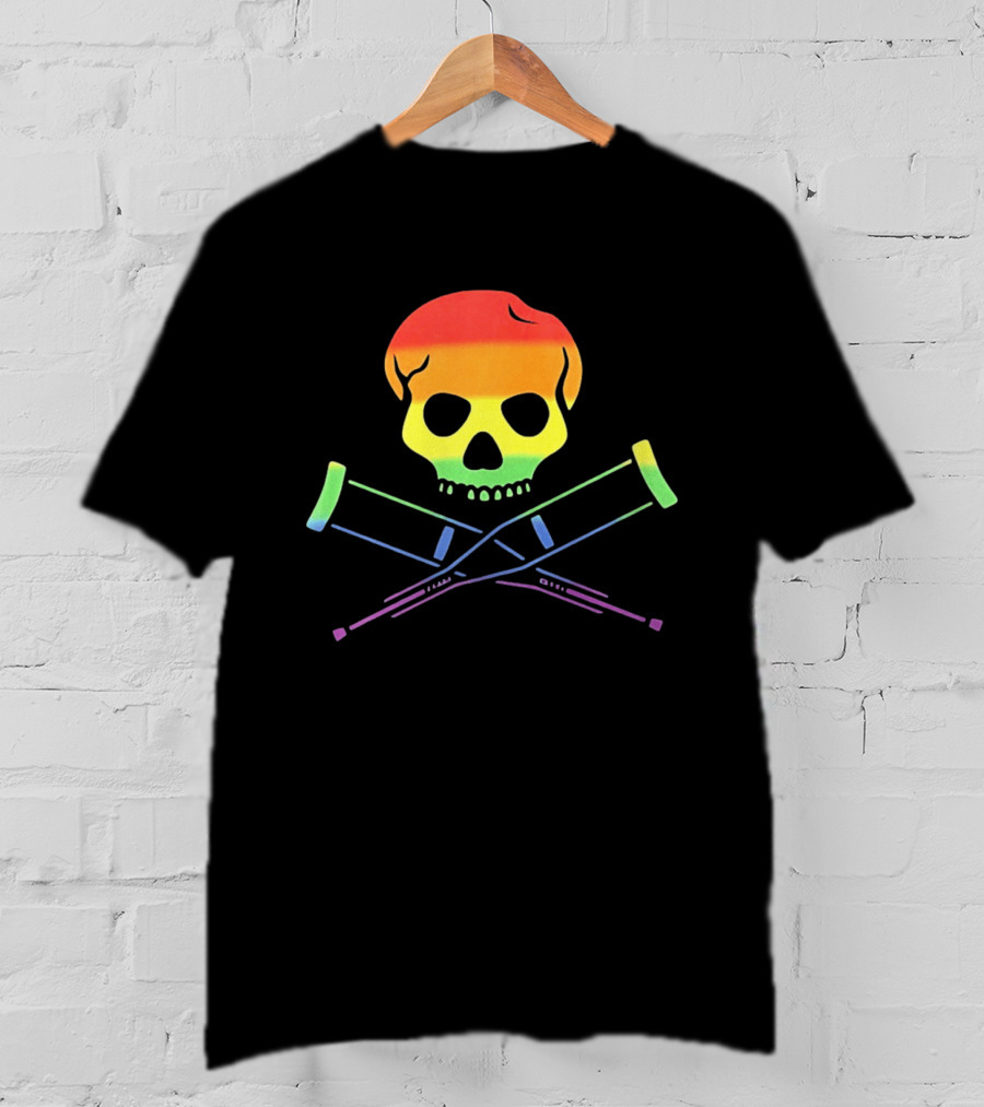 Skull With Crutches Rainbow T-Shirt