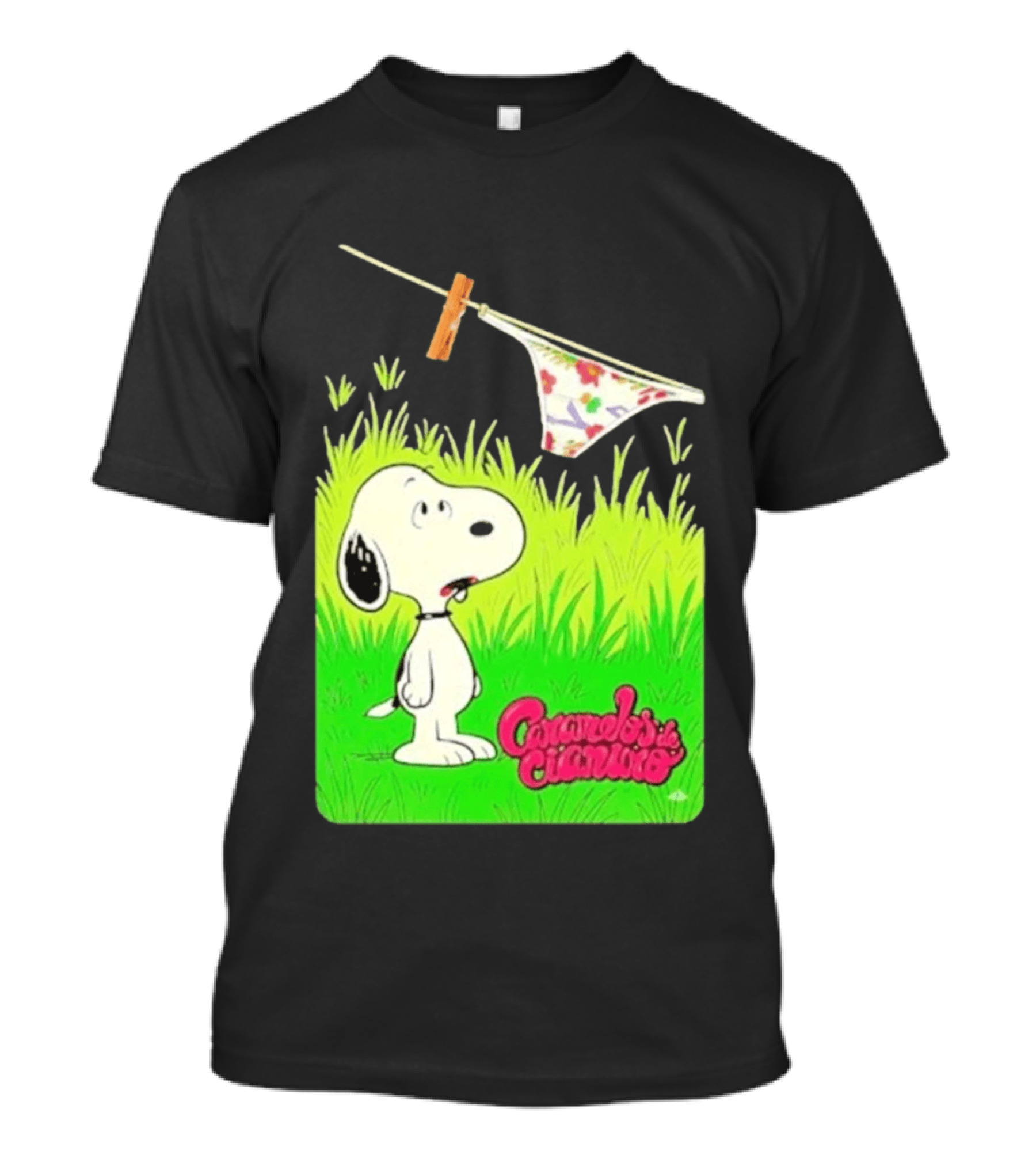 Snoopy Caramelos De Cianuro En Español Classic Cartoon And Rock Band Fusion T-Shirt