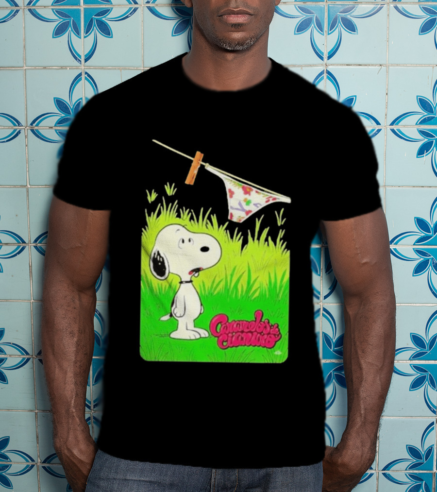 Snoopy Caramelos De Cianuro En Español Classic Cartoon And Rock Band Fusion T-Shirt