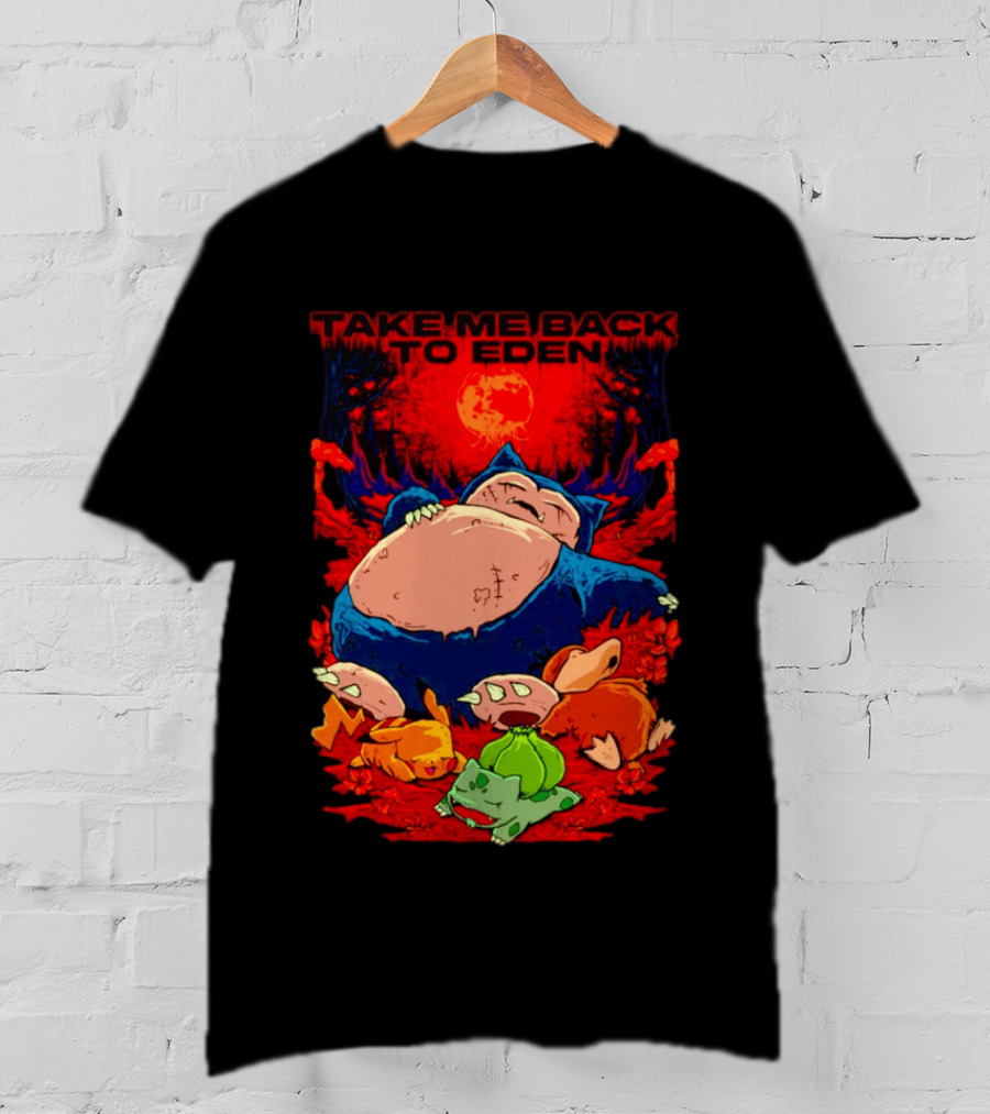 Snorlax Pikachu Bulbasaur Take Me Back To Eden Fantasy Forest T-Shirt