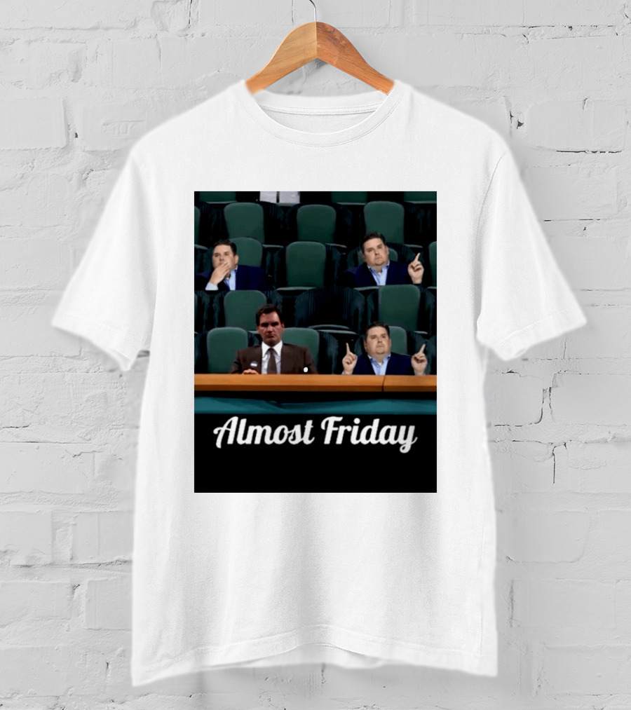 Almost Friday Meme With Roger Federer And Jonah Hill In Audience T-Shirt