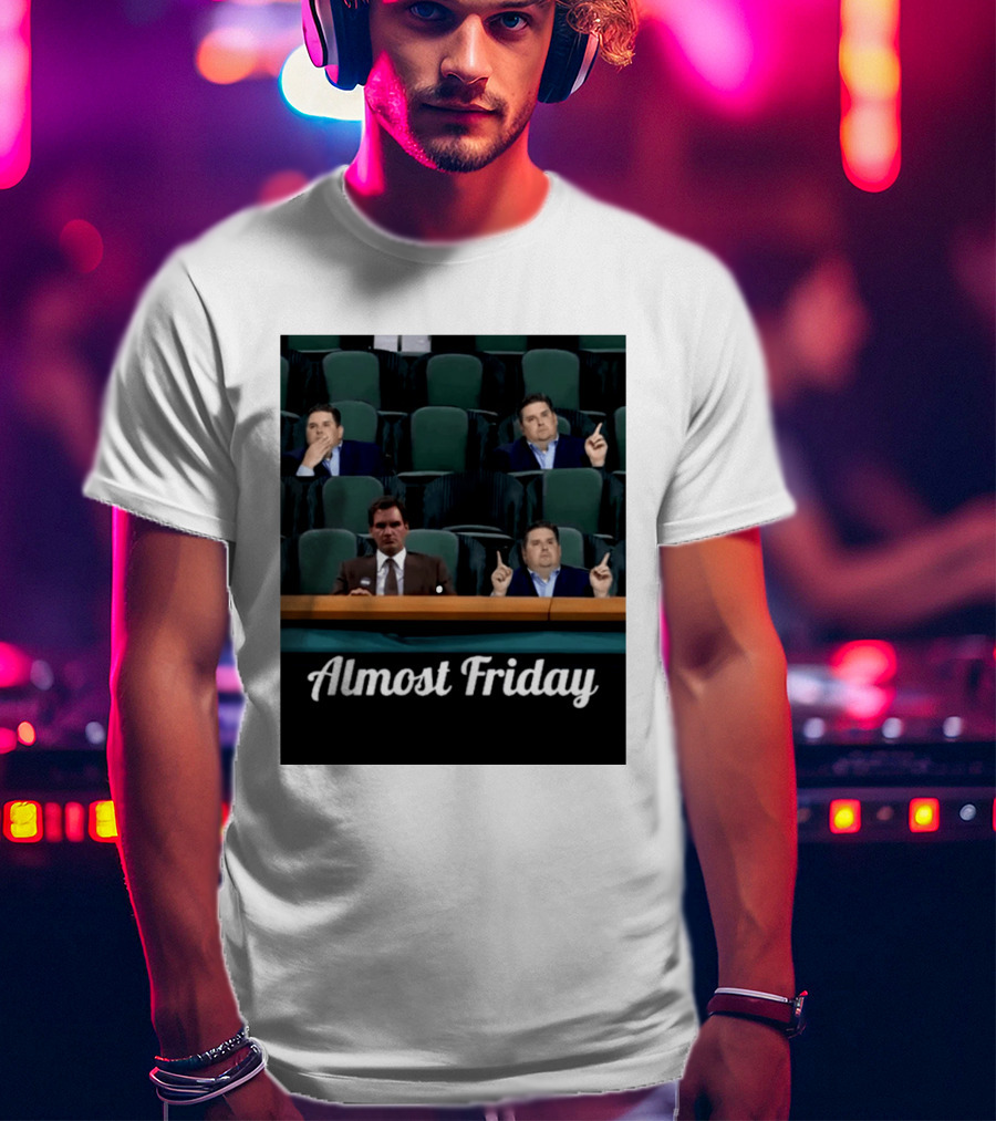 Almost Friday Meme With Roger Federer And Jonah Hill In Audience T-Shirt