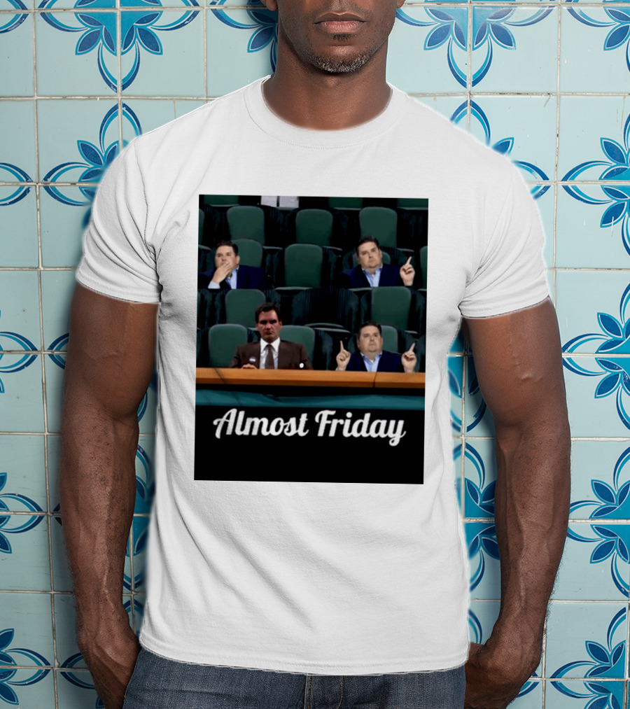 Almost Friday Meme With Roger Federer And Jonah Hill In Audience T-Shirt