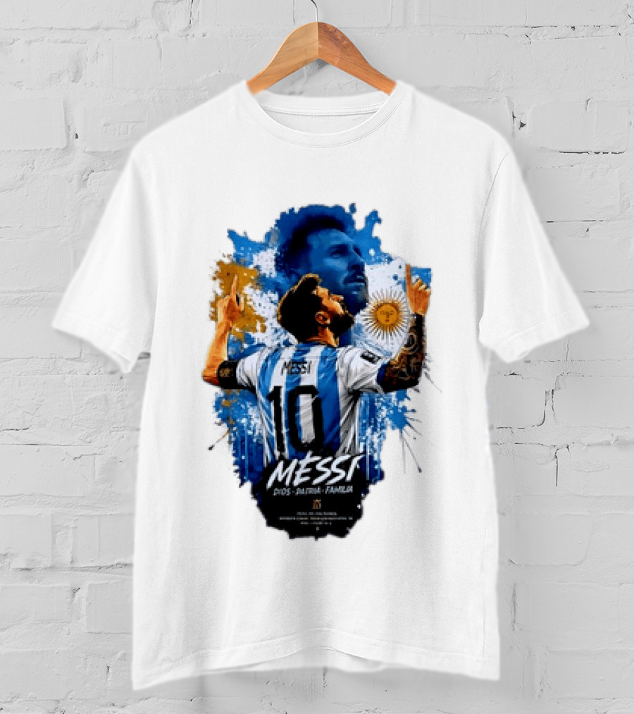 Messi Dios Patria Familia Argentina Football 10 Pointing To The Sky T-Shirt