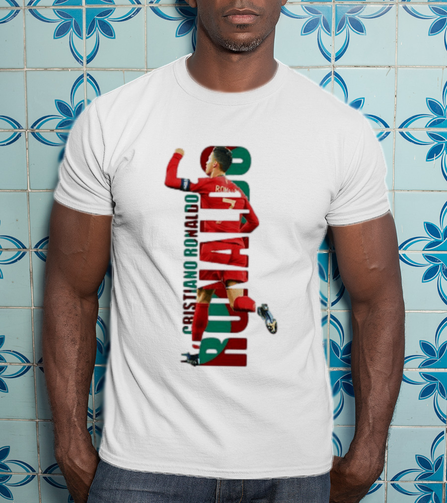 Cristiano Ronaldo Portugal Goal Celebration Number 7 Red Green T-Shirt