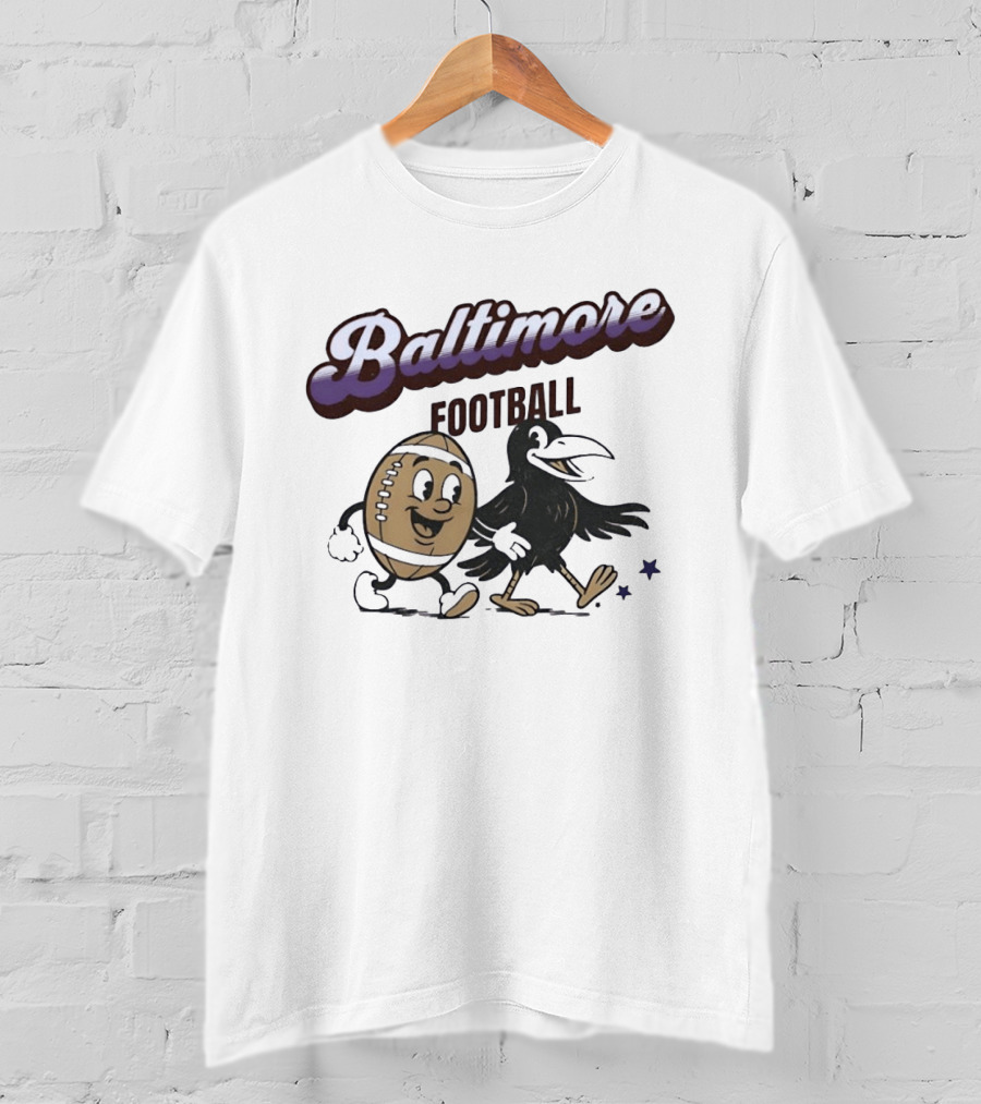 Baltimore Football Raven Walking Team Vintage Cartoon T-Shirt