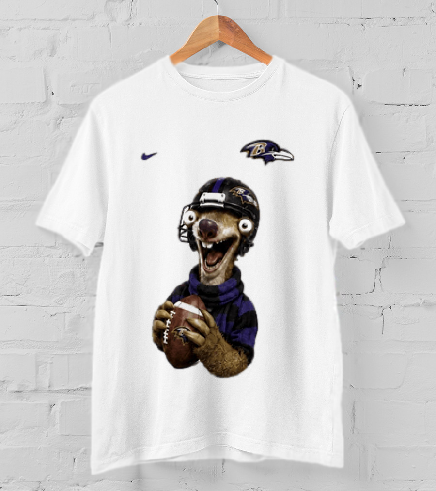 Sid The Sloth Baltimore Ravens Football Helmet And Ball Ravens Fan Gear T-Shirt