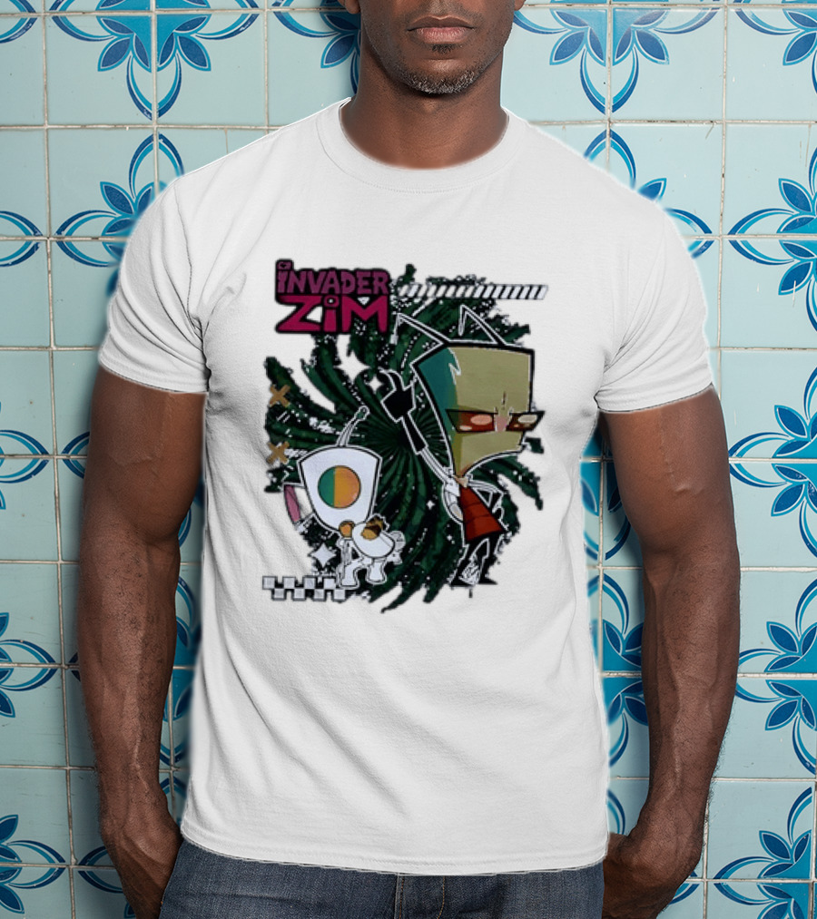 Invader Zim Gir With Zim Eating Taco Spiral T-Shirt