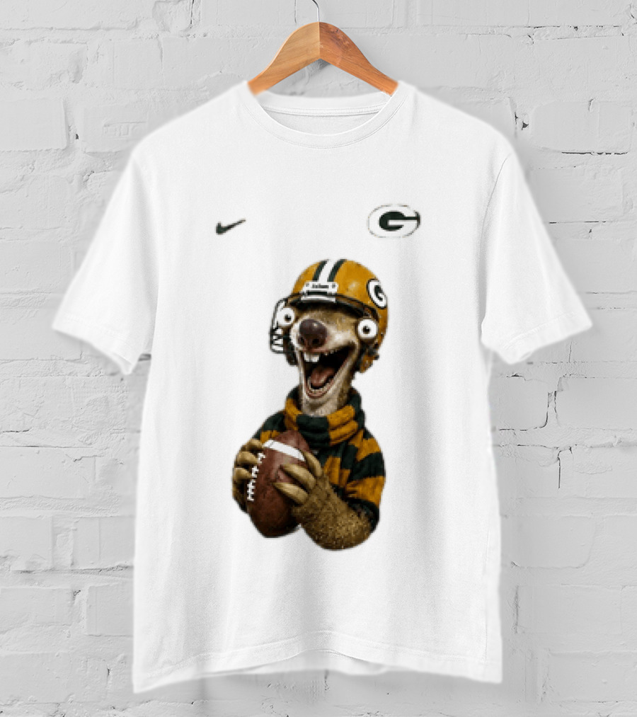 Sid The Sloth Green Bay Packers Football Helmet Fan Gear T-Shirt
