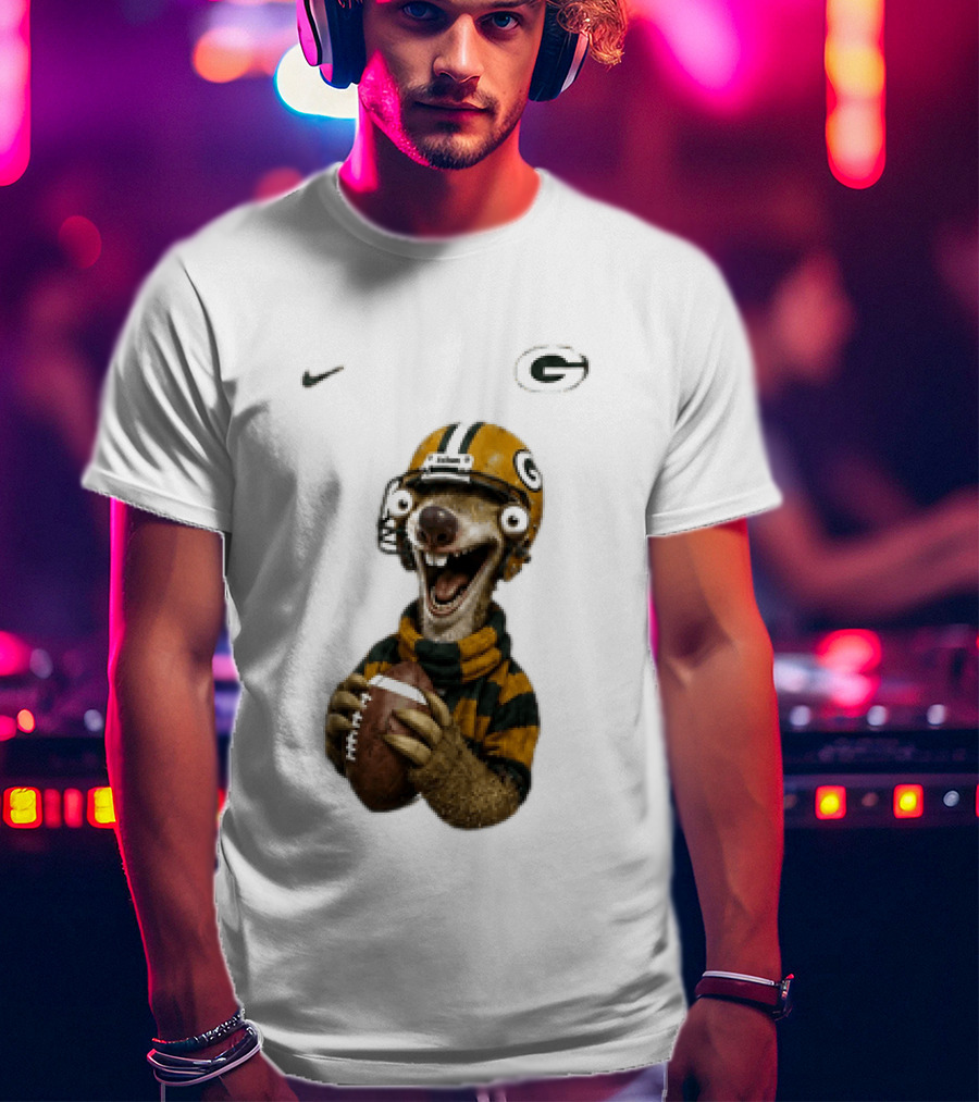 Sid The Sloth Green Bay Packers Football Helmet Fan Gear T-Shirt
