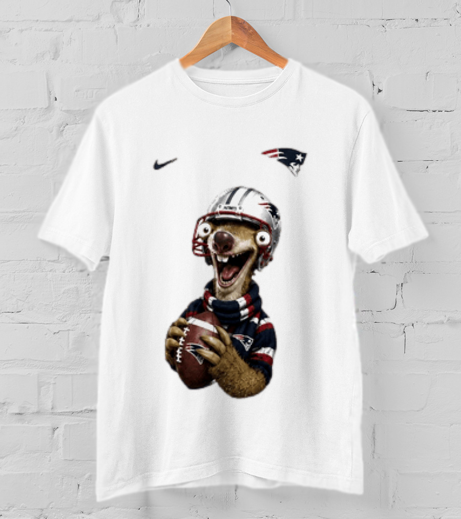 Sid The Sloth New England Patriots Football Helmet NFL Character Fan T-Shirt