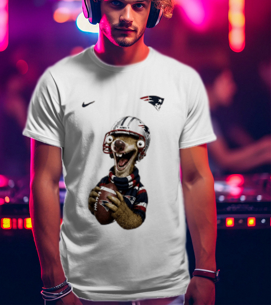 Sid The Sloth New England Patriots Football Helmet NFL Character Fan T-Shirt