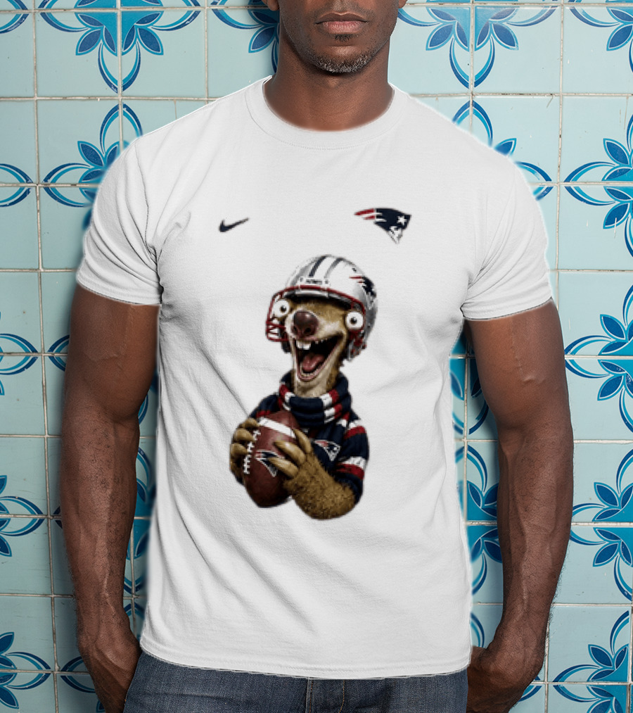 Sid The Sloth New England Patriots Football Helmet NFL Character Fan T-Shirt