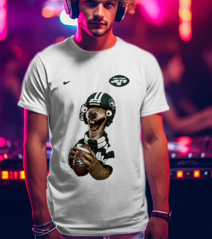 Sid The Sloth New York Jets Football Helmet Scarf And Ball T-Shirt