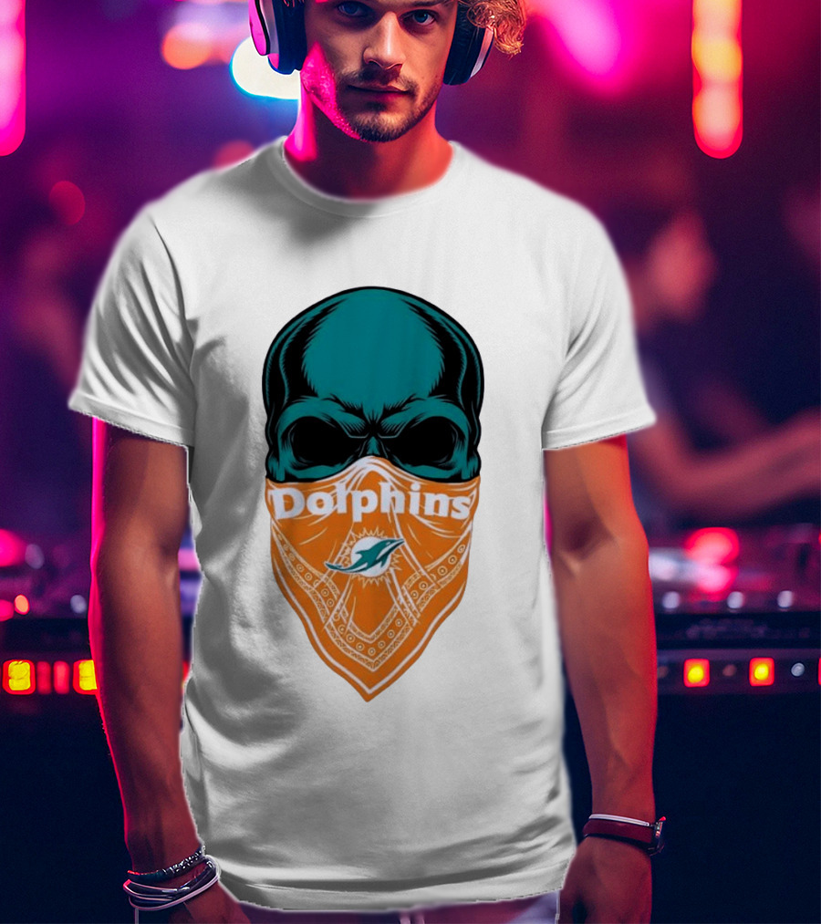 Miami Dolphins Skull Bandana With Team T-Shirt