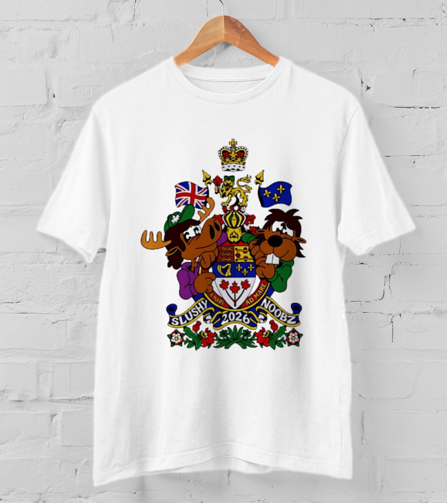 Slushy Noobz Canadian Crest Moose And Beaver 2026 T-Shirt