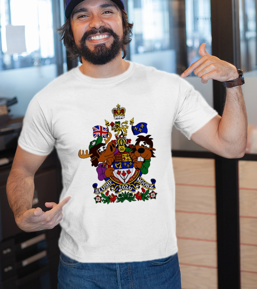 Slushy Noobz Canadian Crest Moose And Beaver 2026 T-Shirt
