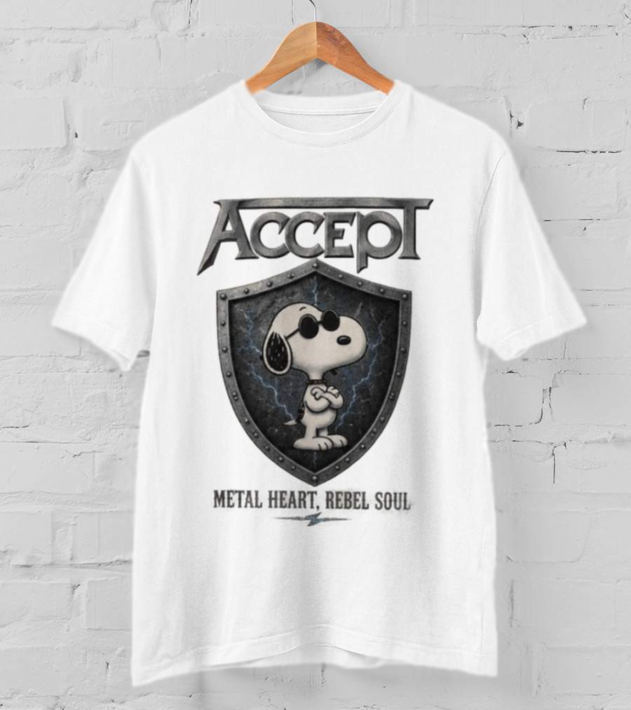 Accept Snoopy Metal Heart Rebel Soul T-Shirt
