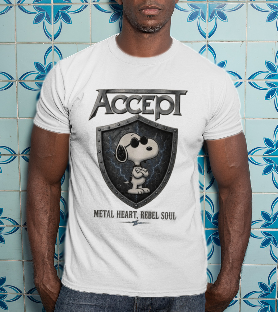 Accept Snoopy Metal Heart Rebel Soul T-Shirt