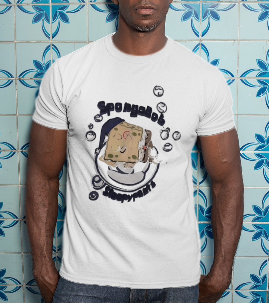 SpongeBob SleepyPants Sleeping Cartoon Blue Cotton Soft T-Shirt
