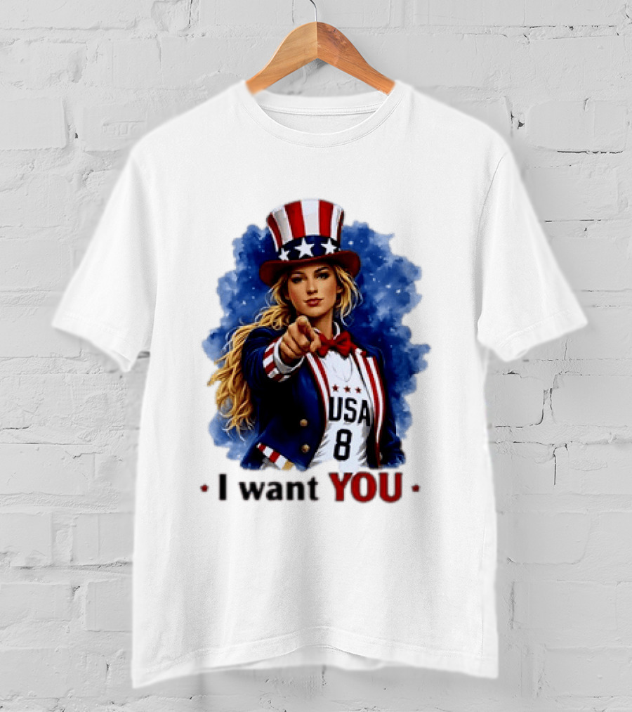 Uncle Sam Blonde Woman I Want You USA 8 Patriotic T-Shirt