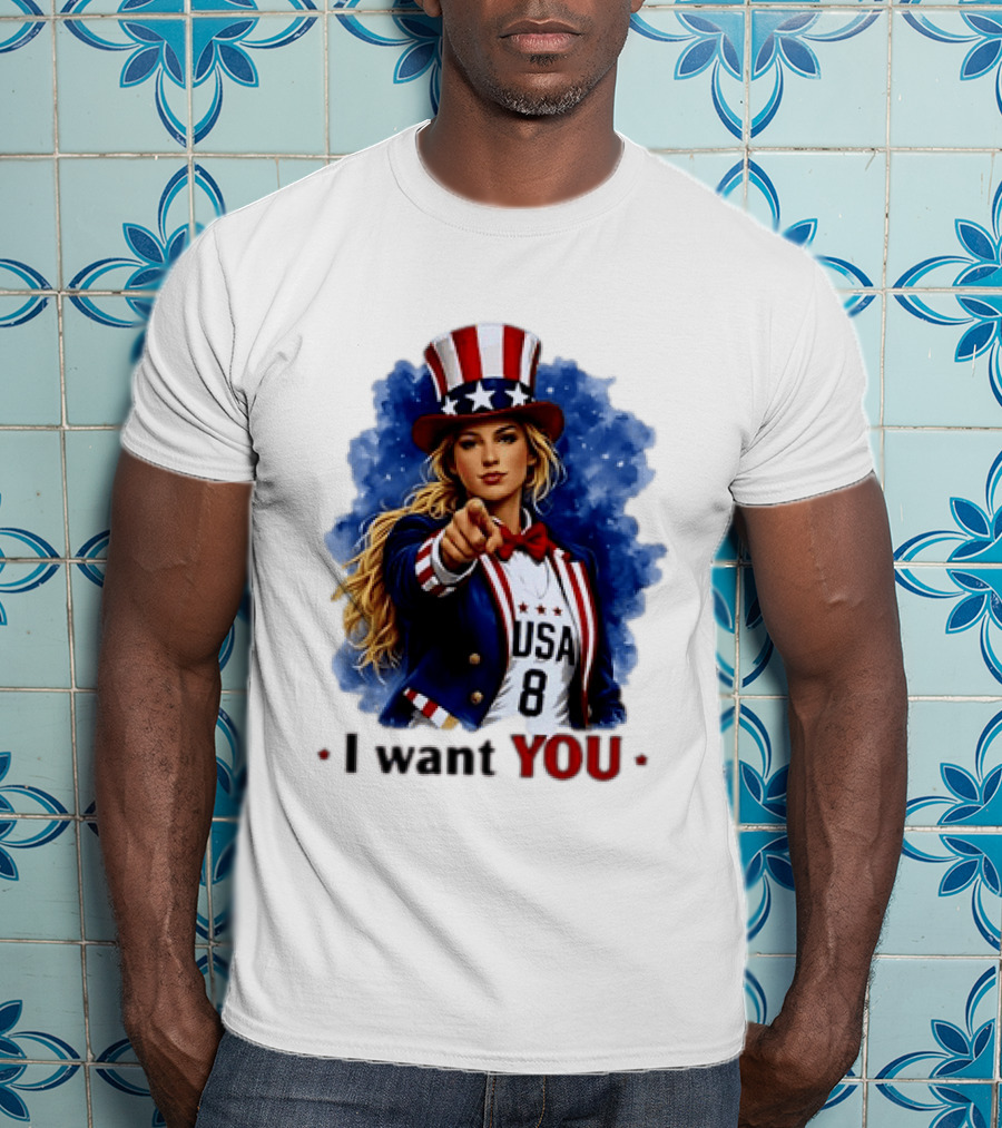 Uncle Sam Blonde Woman I Want You USA 8 Patriotic T-Shirt