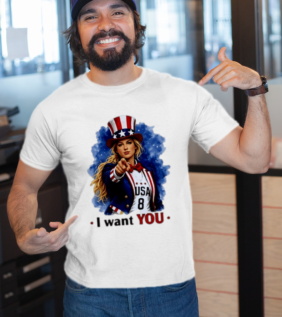 Uncle Sam Blonde Woman I Want You USA 8 Patriotic T-Shirt