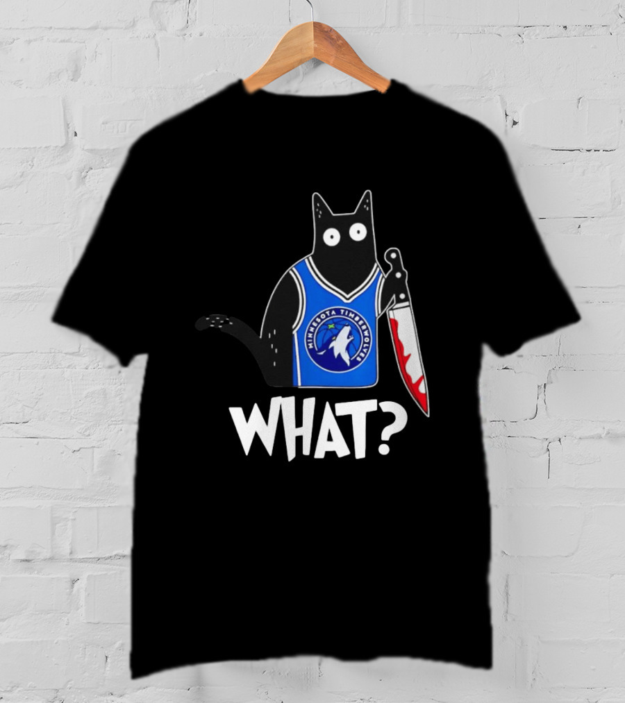 Minnesota Timberwolves Cat With Knife WHAT Halloween T-Shirt