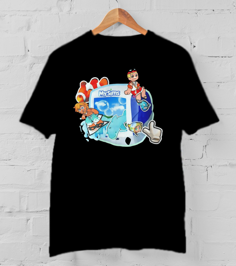 MySims Beach Adventure Clownfish Dolphin و Surfing Fun T-Shirt