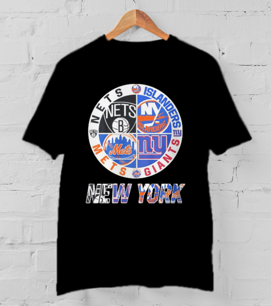 New York Mets Giants Islanders Nets Teams Logo Circle T-Shirt