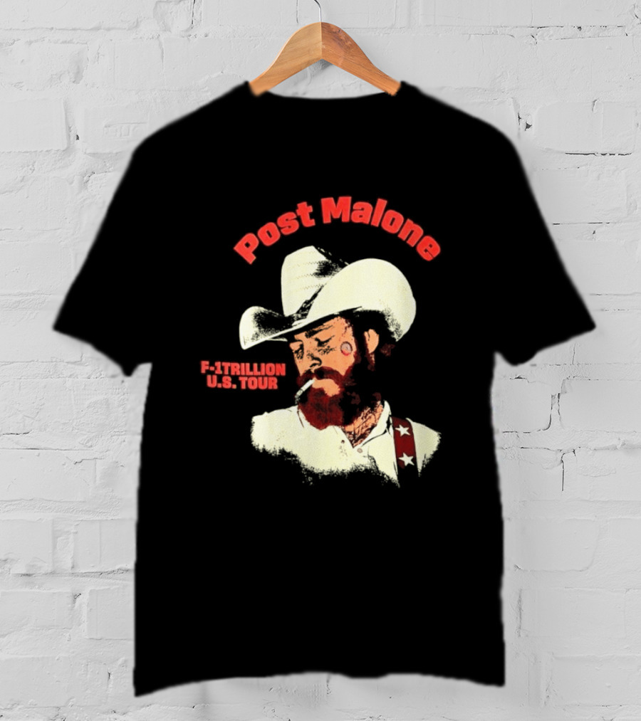 Post Malone F 1 Trillion U.S. Tour Cowboy Hat And Cigarette T-Shirt