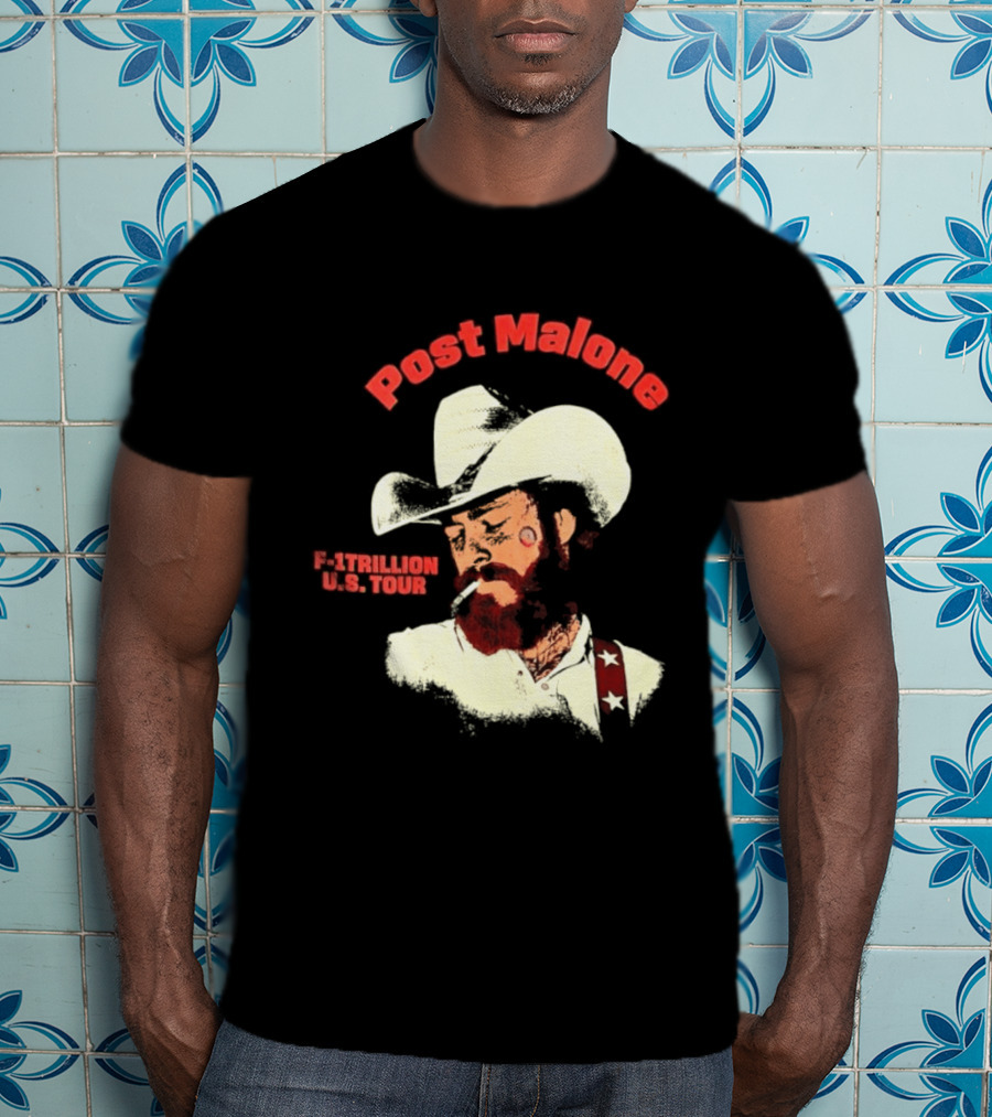 Post Malone F 1 Trillion U.S. Tour Cowboy Hat And Cigarette T-Shirt