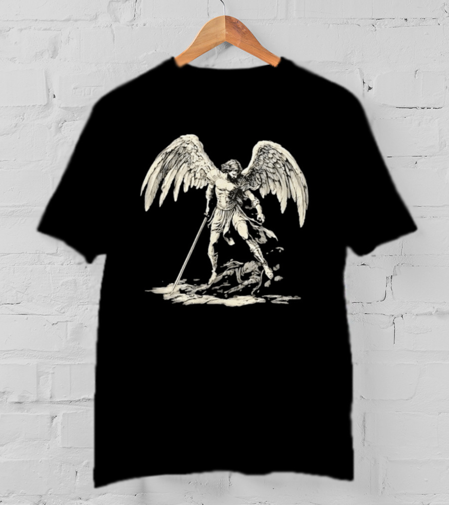 Saint Michael The Archangel Defeating Satan Biblical Christian Symbolism T-Shirt