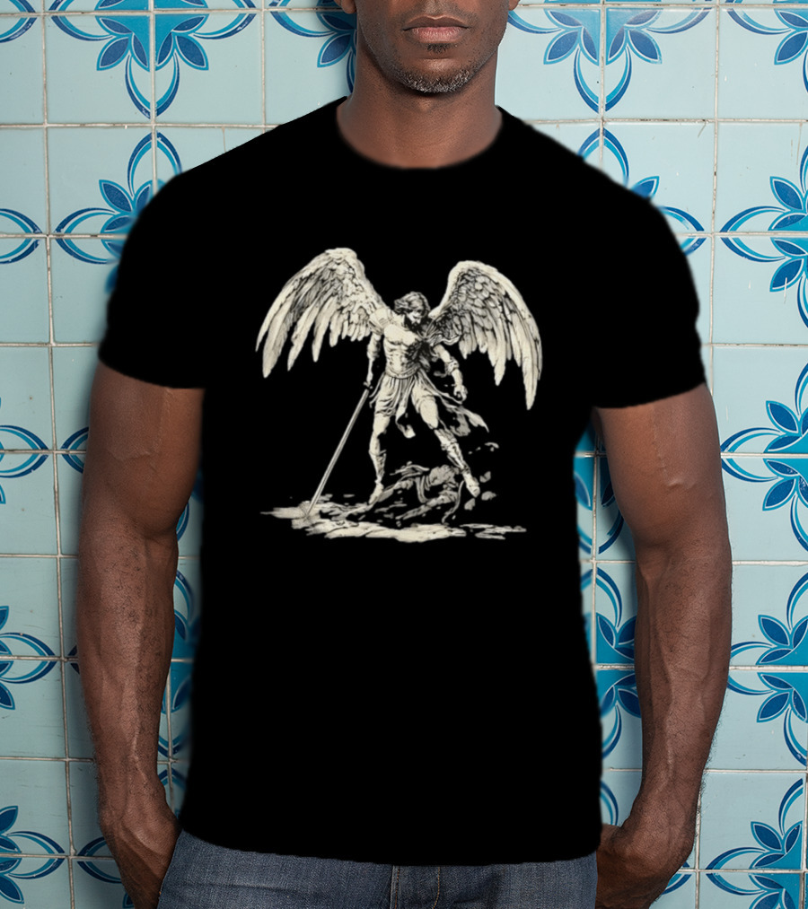 Saint Michael The Archangel Defeating Satan Biblical Christian Symbolism T-Shirt