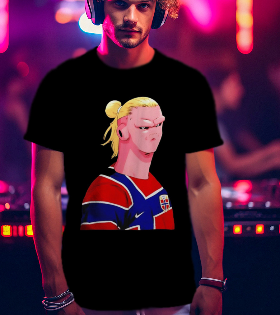 Erling Haaland Cartoon Norway National Football Team Norge T-Shirt